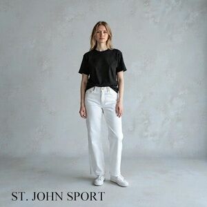 St. John Sport Women’s Vintage White Straight Leg Gold Accents Pants Size 6
